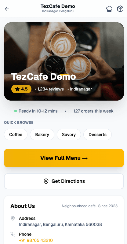 TezCafe Mobile Customer View